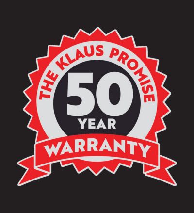50-year-warranty The Klaus Promise 50 year warranty badge